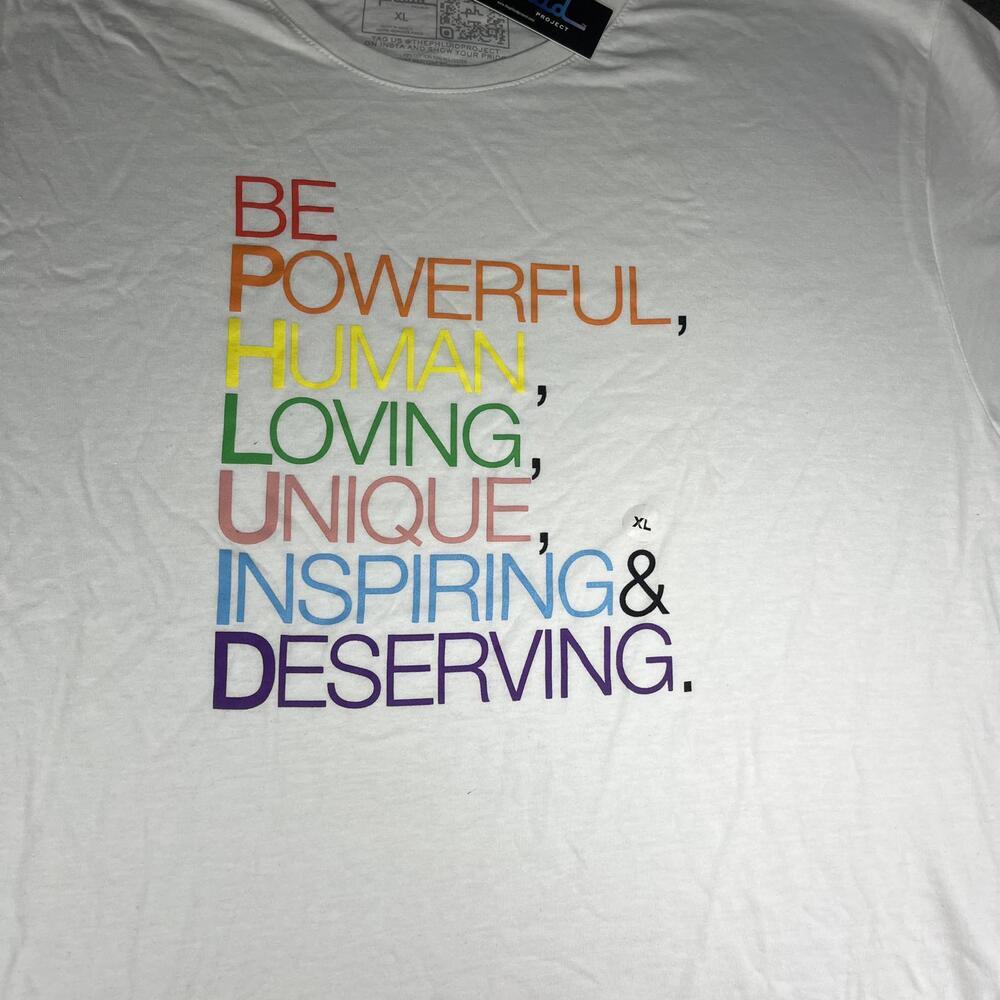 NWT The Phluid Project Power, loving , positive Pride White Graphic T-Shirt XL - Picture 2 of 5